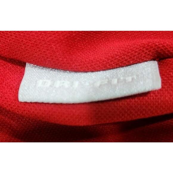 Nike Dri-Fit Mens Shirt XL Long Sleeves Red Logo Activewear Performance Stretch - Picture 3 of 7